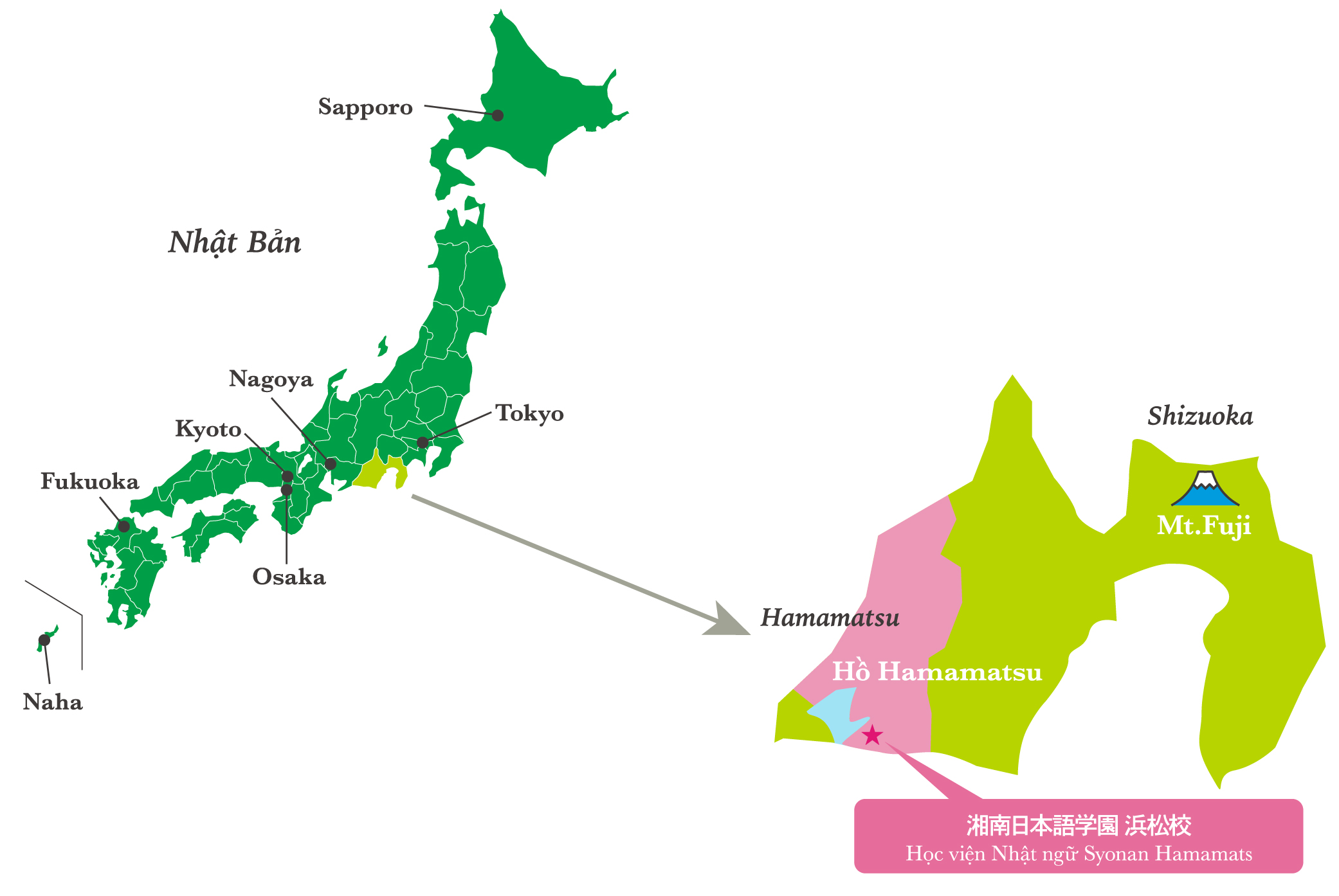 Nhật Bản Sapporo Tokyo Nagoya Kyoto Osaka Fukuoka Naha Shizuoka Hamamatsu Hồ Hamamatsu Học viện Nhật ngữ Syonan Hamamats